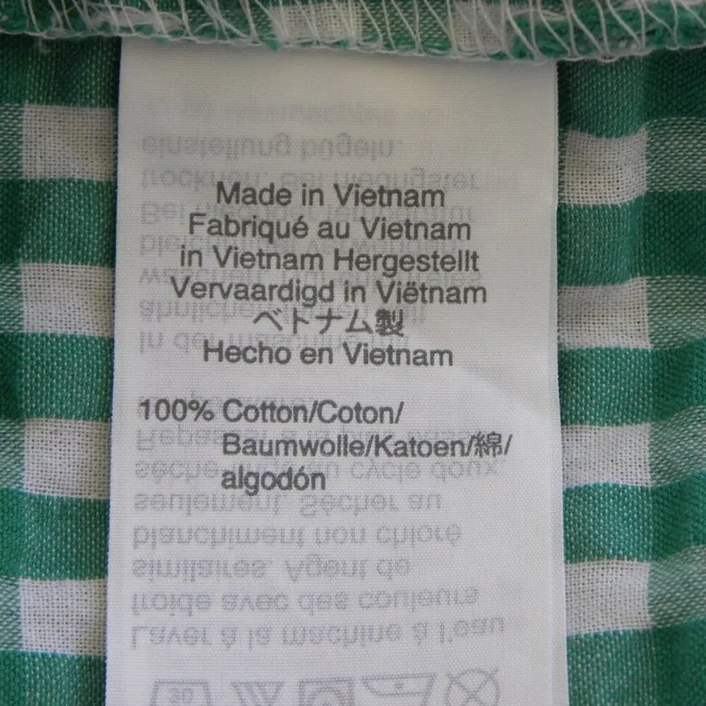J Crew  Seersucker Green Gingham Peasant Top